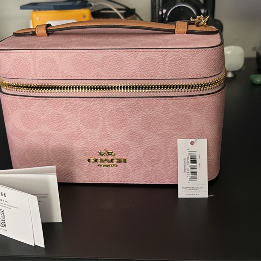 Coach Blush Pink Cosmetic Case with Gold Details
